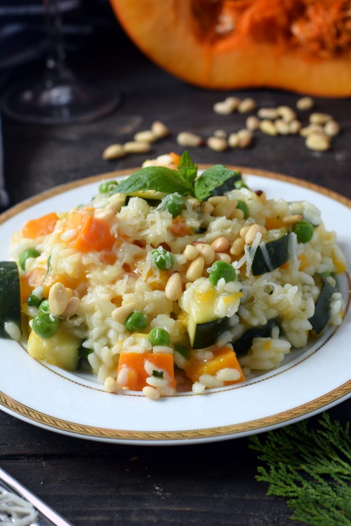 Risotto z dynią, zielonym groszkiem i cukinią Smaki na talerzu