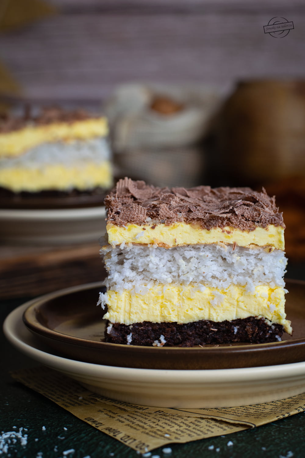 ciasto kokosowo-orzechowe z kremem budyniowym