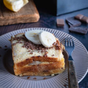Pudding chlebowy z bananem i czekoladą