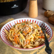 makaron z mięsem mielonym w azjatyckim styli